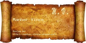 Manher Vince névjegykártya